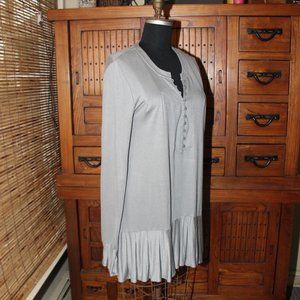 Free People Gray Tunic Top w/ Ruffles NWT Size L New With Tags